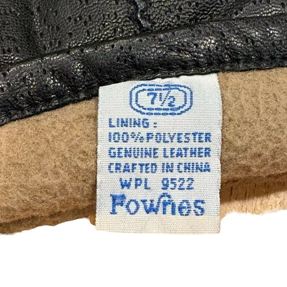 Vintage Fownes Black Leather Gloves 7 1/2